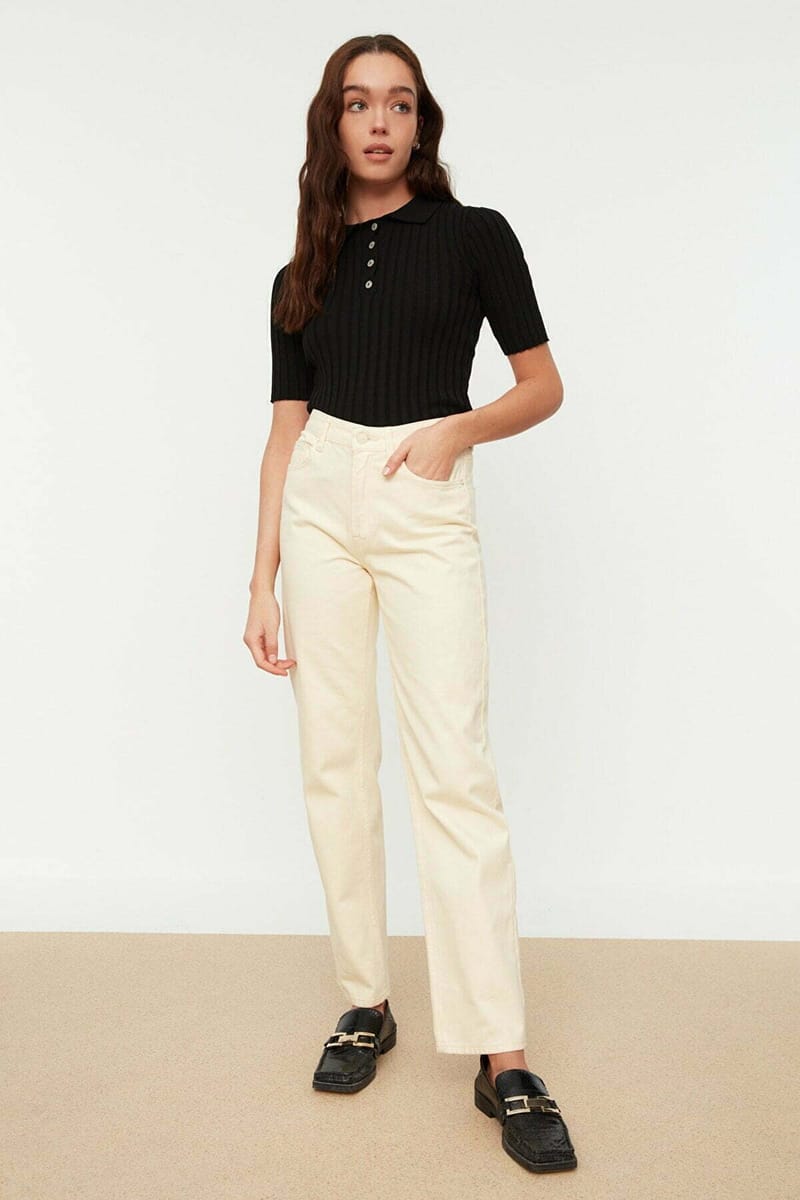 Polo Neck Knitted Sweater Trendyol - Women's Sweaters 36