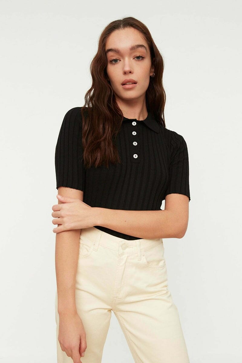 Polo Neck Knitted Sweater Trendyol - Women's Sweaters 37
