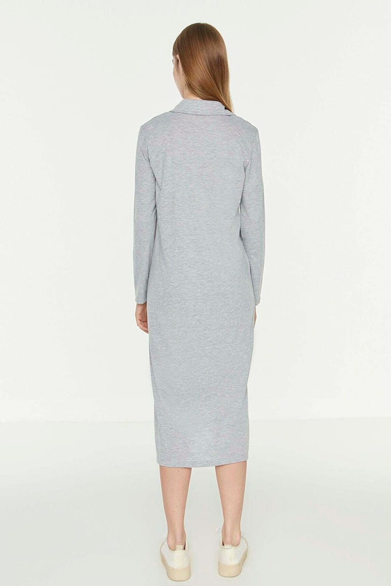 Slit Button Detail Dress - Midi Dresses 23