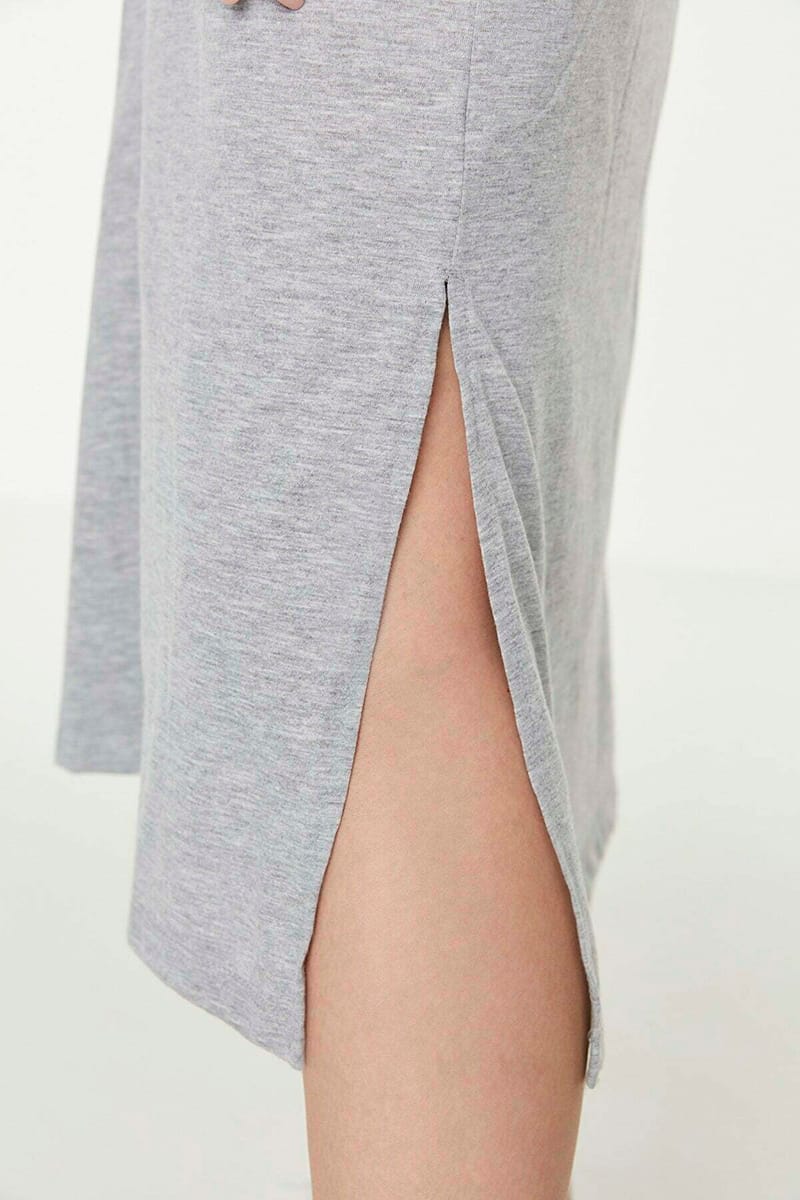 Slit Button Detail Dress - Midi Dresses 24