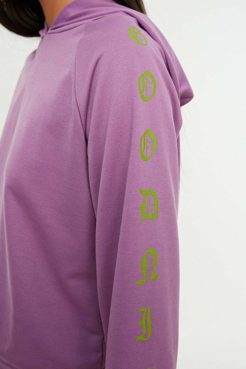 Purple Sleeve Print Knitted Pyjama Hoodie And Shorts Women's Set Purple Sleeve Print Knitted Hoodie And Shorts Women's Set - Co-ord Sets 27