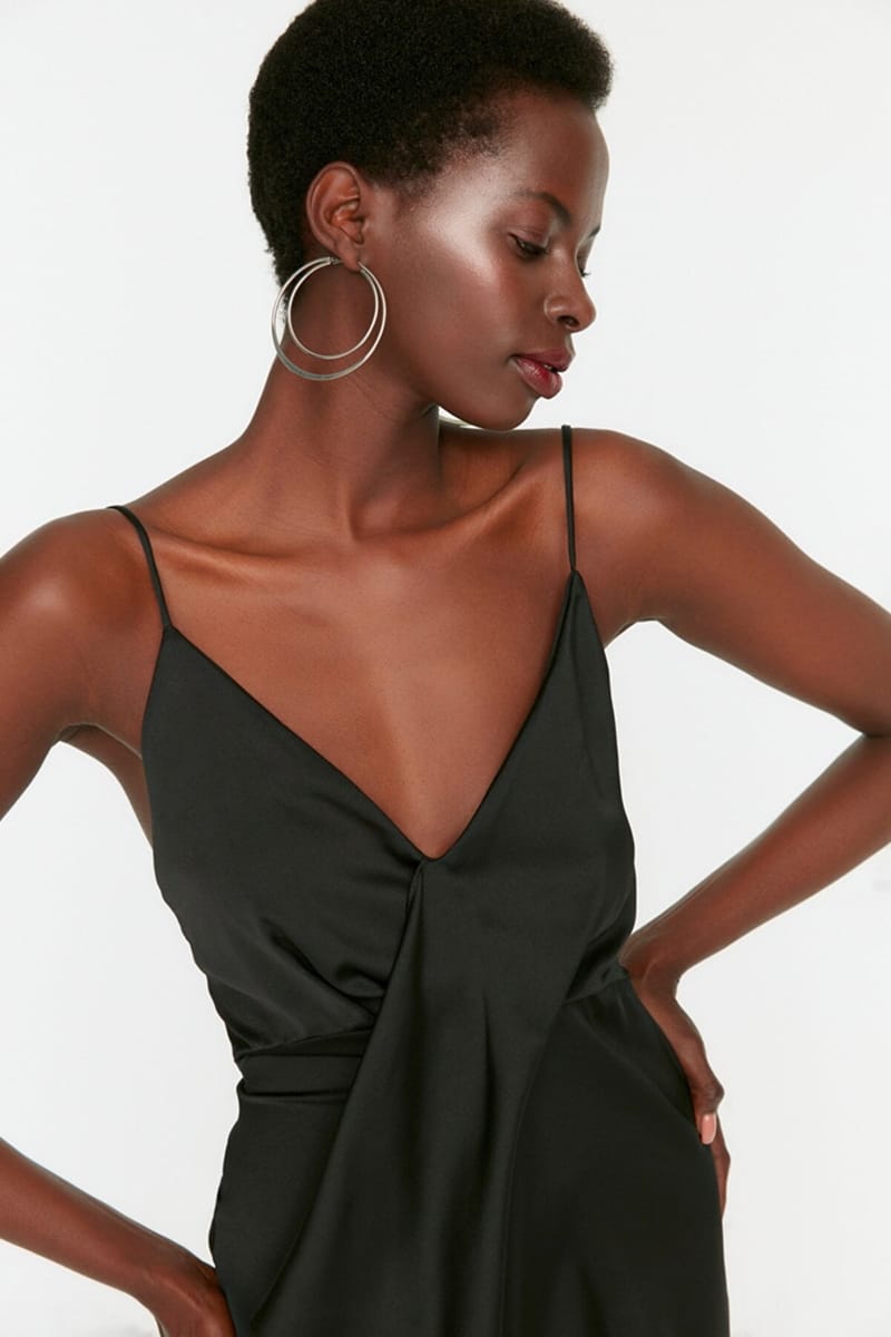 Asymmetric Ruffle Detail Strappy Dress Trendyol - Women's Party Dresses 22