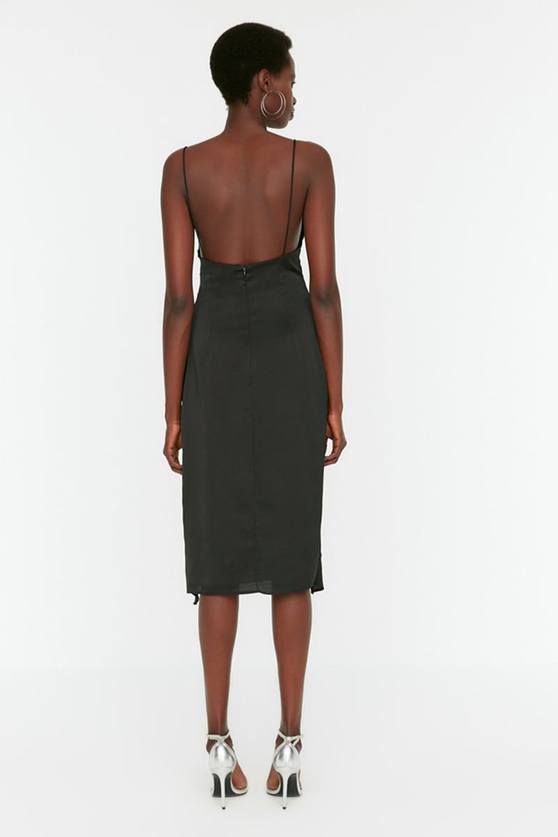 Asymmetric Ruffle Detail Strappy Dress Trendyol - Women's Party Dresses 24