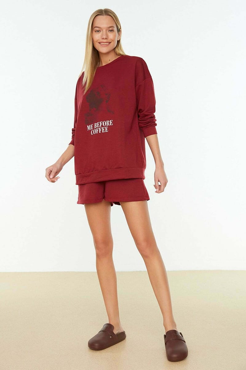 Crew Neck Top & Shorts Set Trendyol - Women's Co-ord Sets 24
