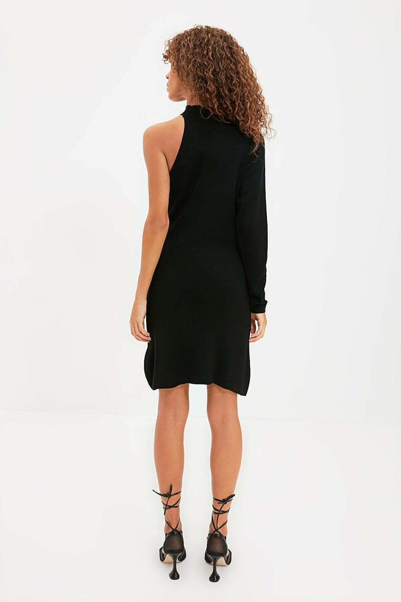 Knitted One Shoulder Dress - Mini Dresses 37