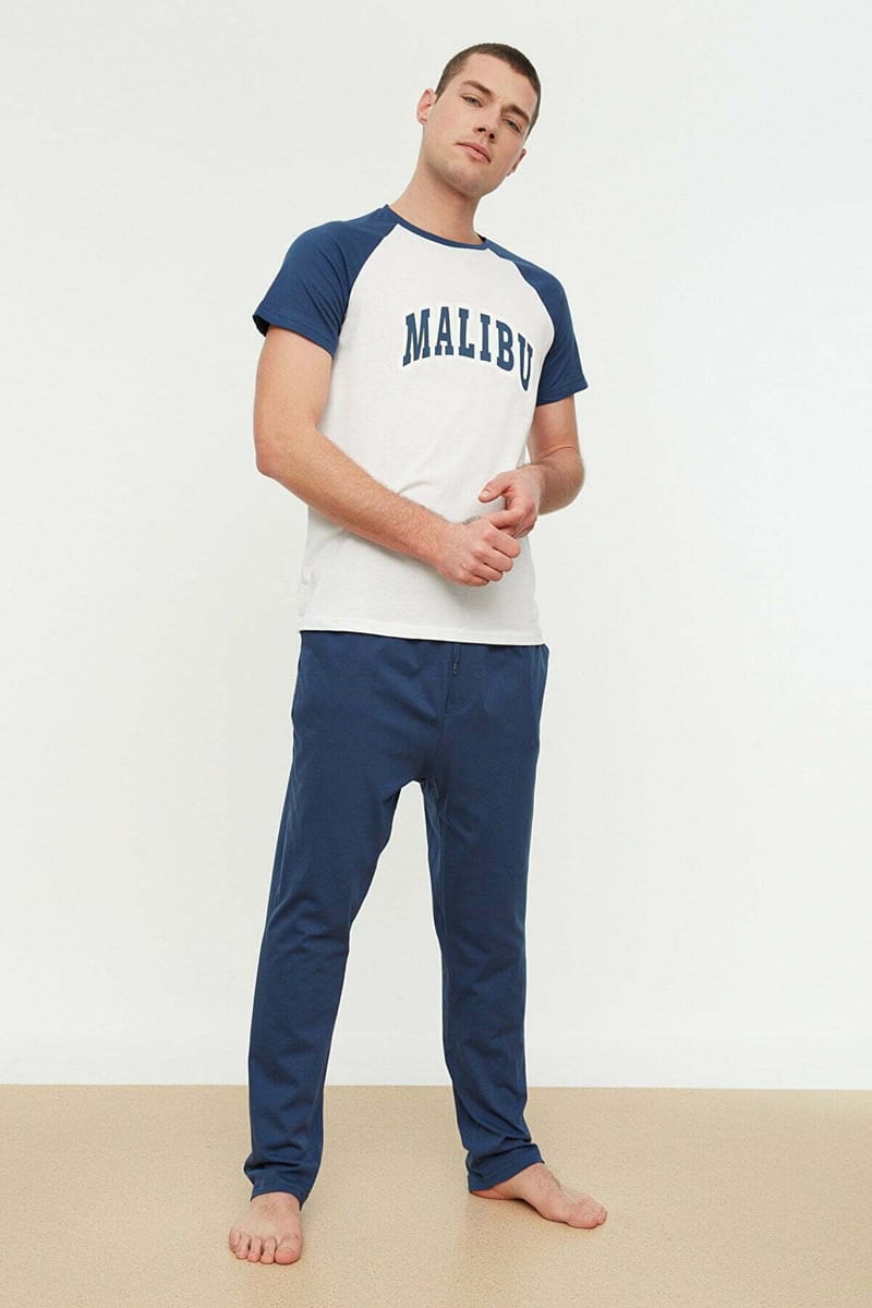 Blue Blue Essential Knitted Top And Pant Men's Pajamas Set Trendyol - Men's Pyjama Sets 25