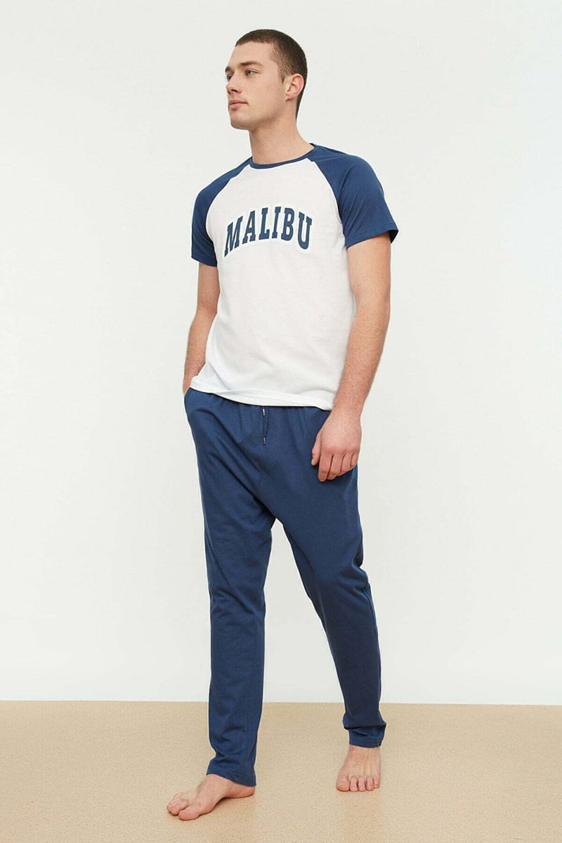 Blue Blue Essential Knitted Top And Pant Men's Pajamas Set Trendyol - Men's Pyjama Sets 24