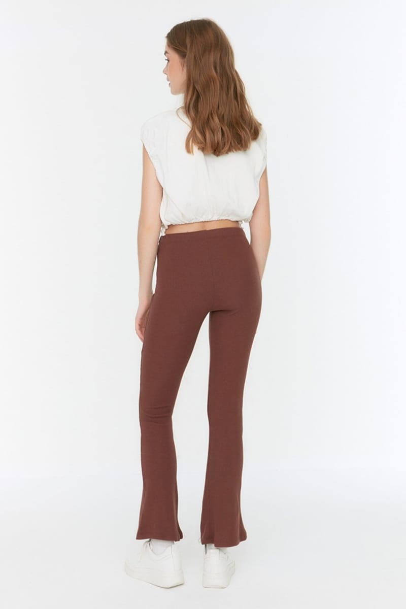 Brown Boot-Cut Wide Leg Women's Trouser - Trousers 23