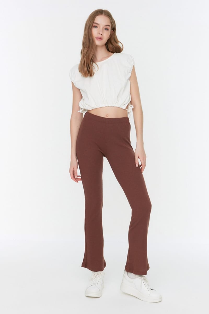 Brown Boot-Cut Wide Leg Women's Trouser - Trousers 20