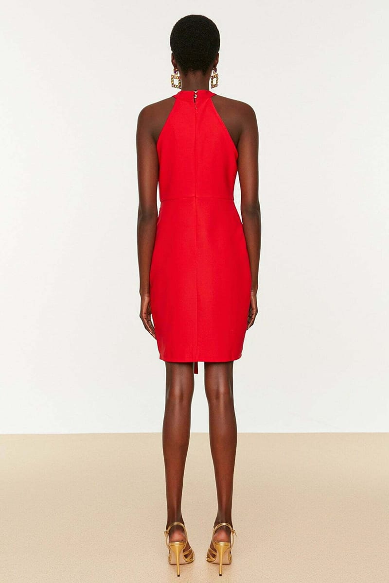 Asymmetric High Neck Dress - Party Dresses 22