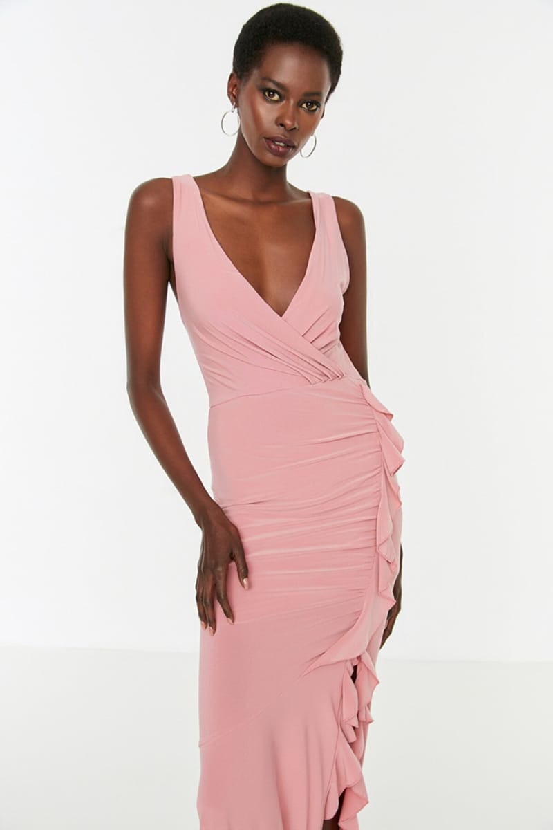 Volan Detailed Evening Dress Trendyol - Women's Party Dresses 1