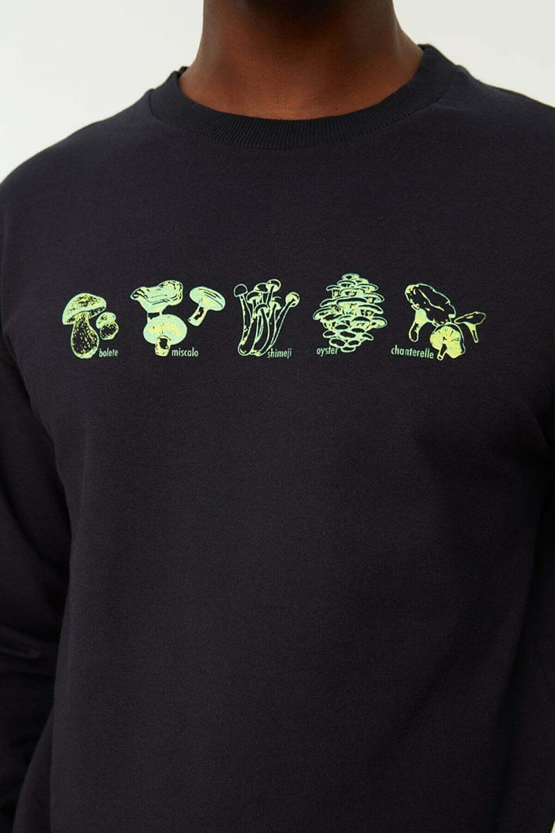 Navy Blue Front Print Printed Men's Sweatshirt - Sweatshirts 23