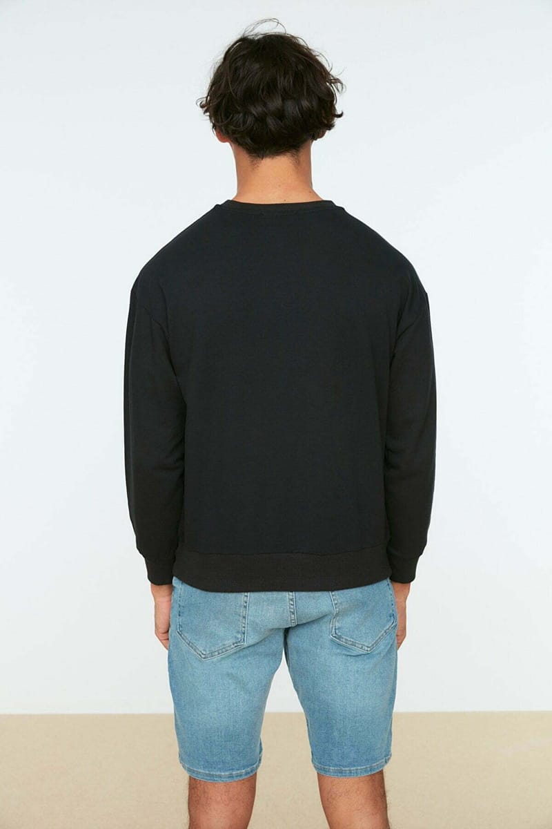 Black Front Print Printed Men's Sweatshirt - Sweatshirts 24