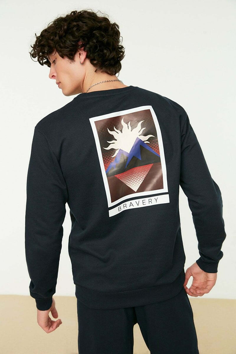 Back Print Sweatshirt Trendyol - Men's Sweatshirts 20