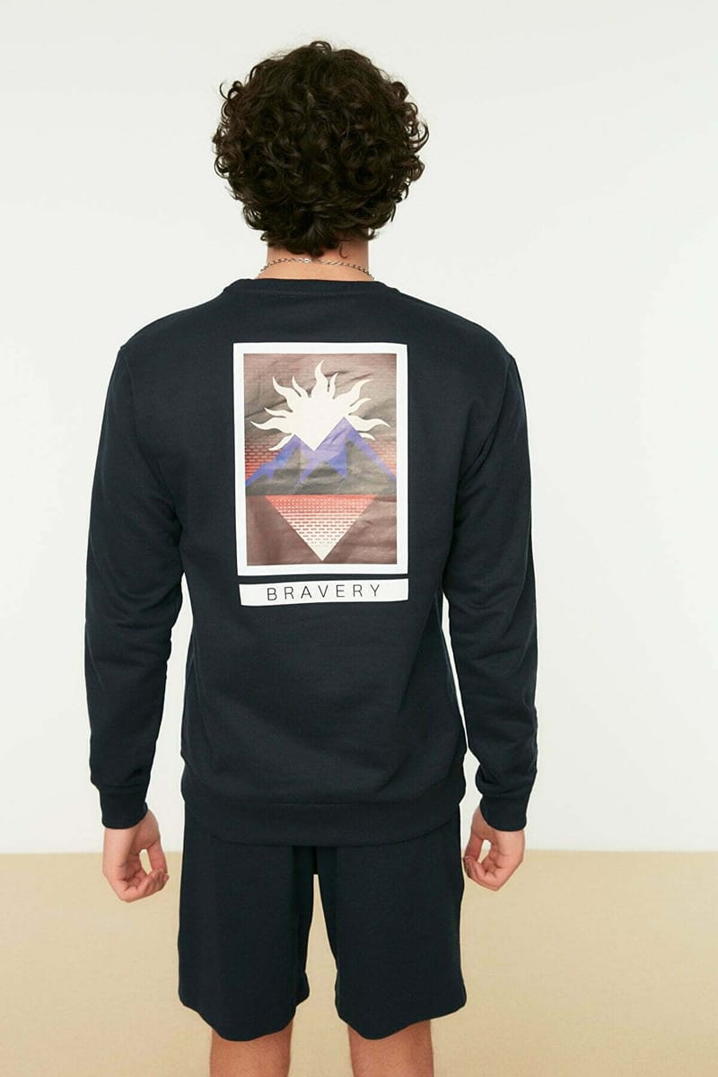 Back Print Sweatshirt Trendyol - Men's Sweatshirts 22