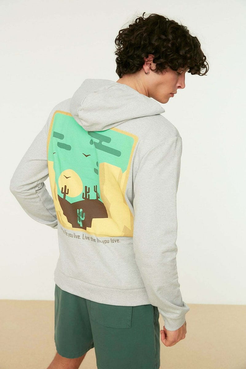 Grey Back Printed Regular Fit Men's Hoodie - Hoodies 23