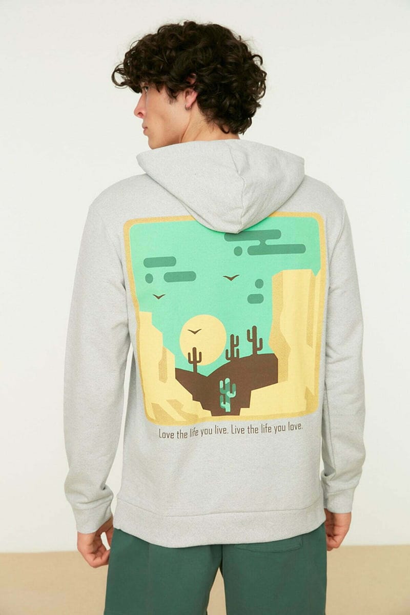 Grey Back Printed Regular Fit Men's Hoodie - Hoodies 20