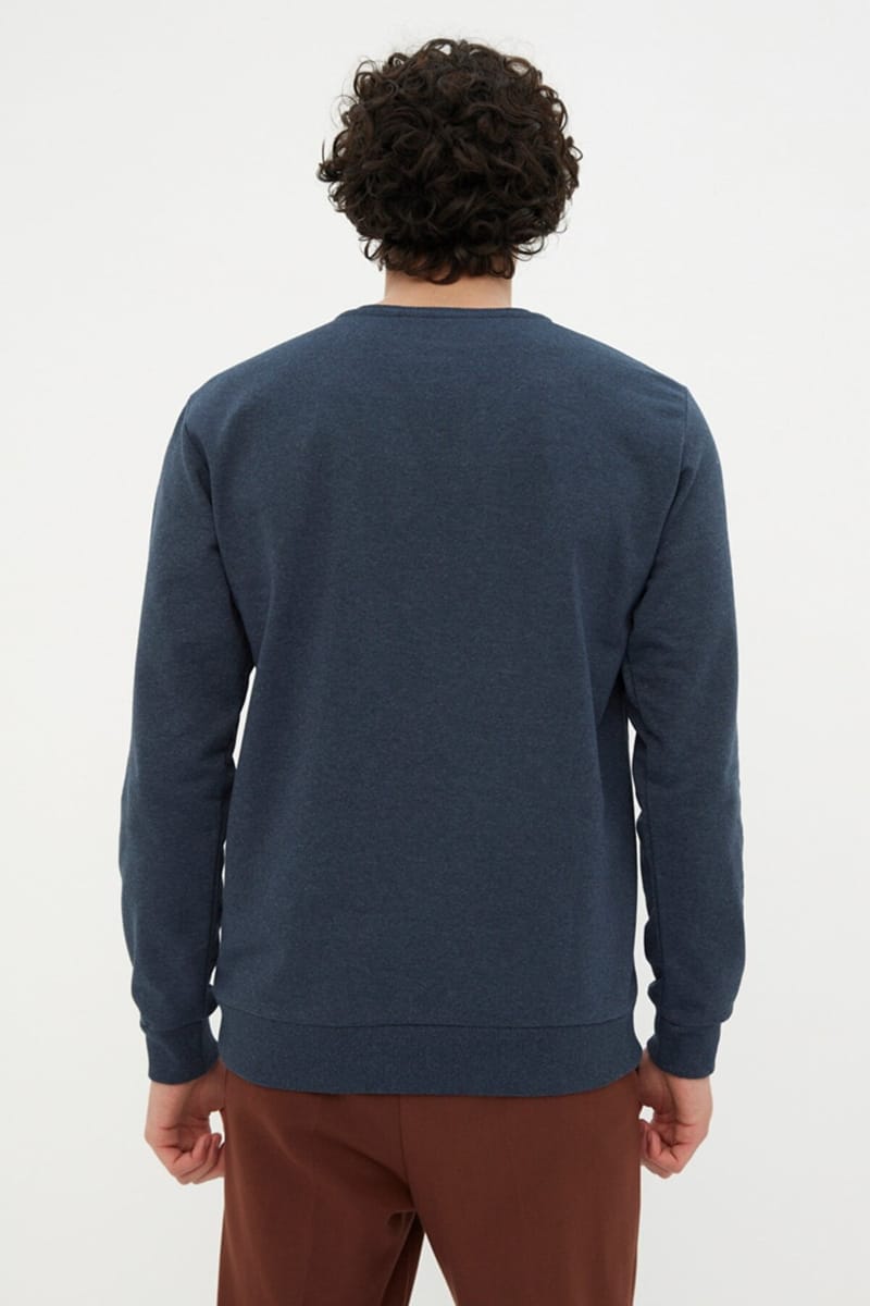 Nacy Blue Front Printed Regular Fit Men's Sweatshirt - Sweatshirts 24