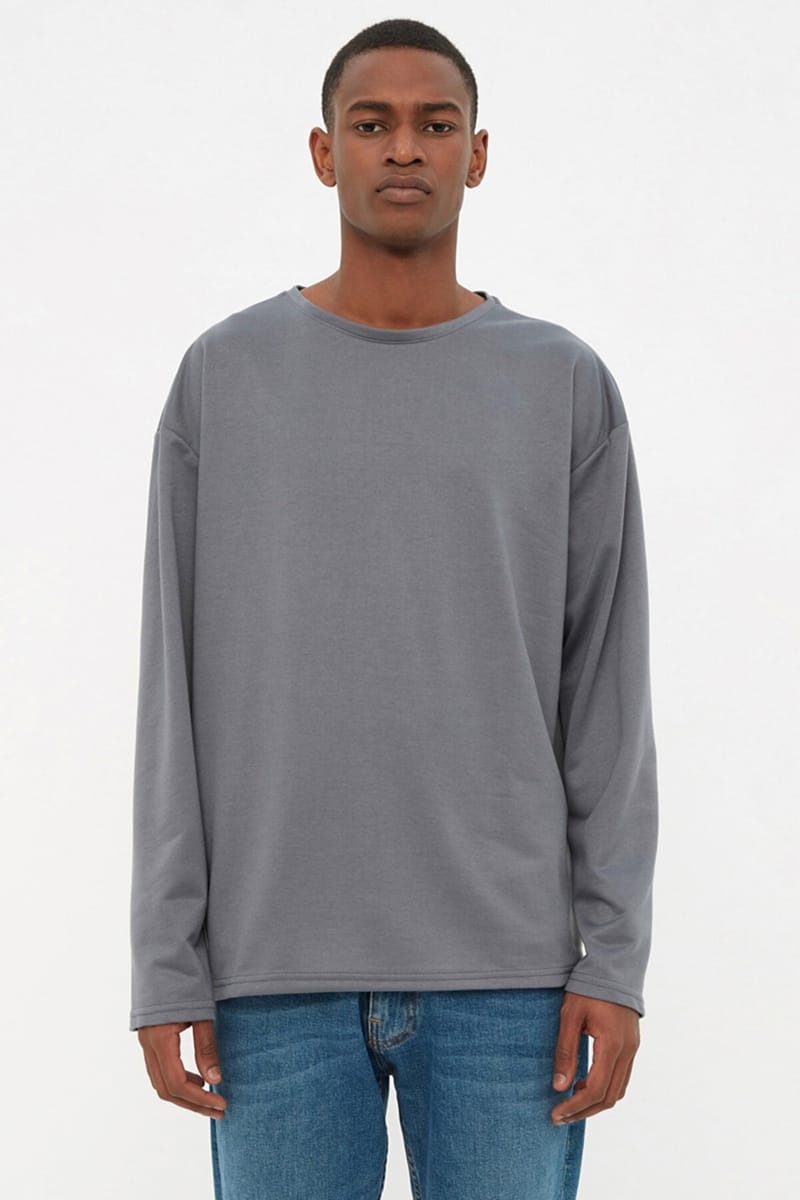 Essential Crew Neck Long Sleeve Oversized Men's T-Shirt - Long Sleeve T-Shirt 32