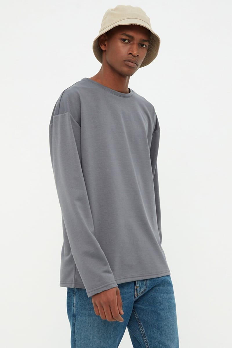 Essential Crew Neck Long Sleeve Oversized Men's T-Shirt - Long Sleeve T-Shirt 33
