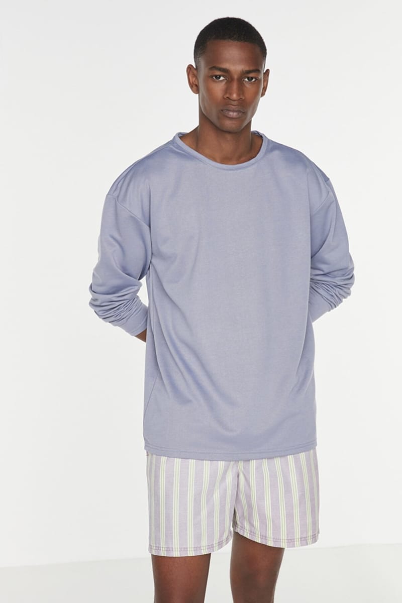 Essential Crew Neck Long Sleeve Oversized Men's T-Shirt - Long Sleeve T-Shirt 82