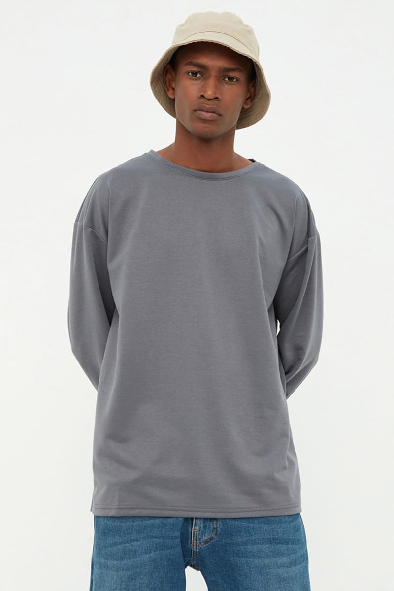 Essential Crew Neck Long Sleeve Oversized Men's T-Shirt - Long Sleeve T-Shirt 34