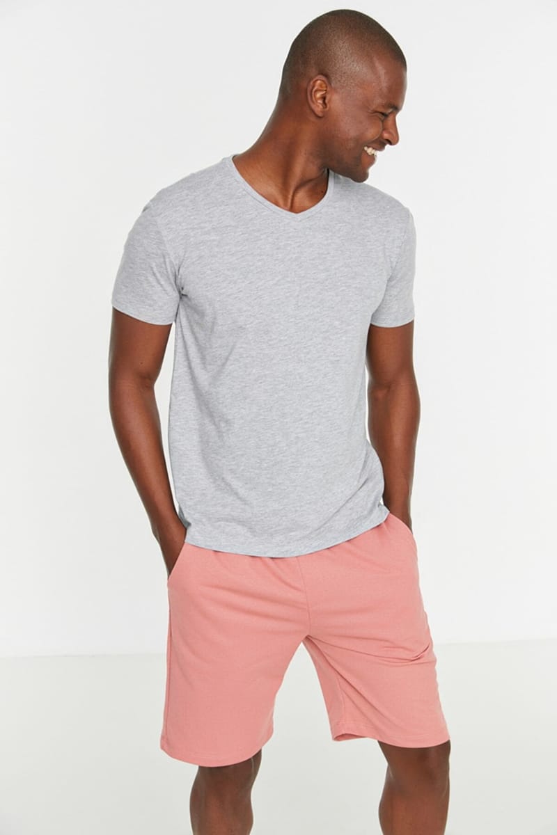Slim Fit V Neck T-Shirt Trendyol - Men's Short Sleeve T-Shirt 45