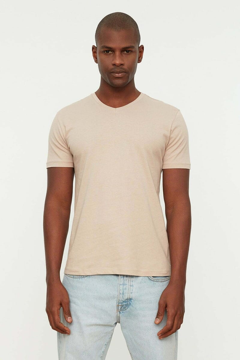 Slim Fit V Neck T-Shirt Trendyol - Men's Short Sleeve T-Shirt 23