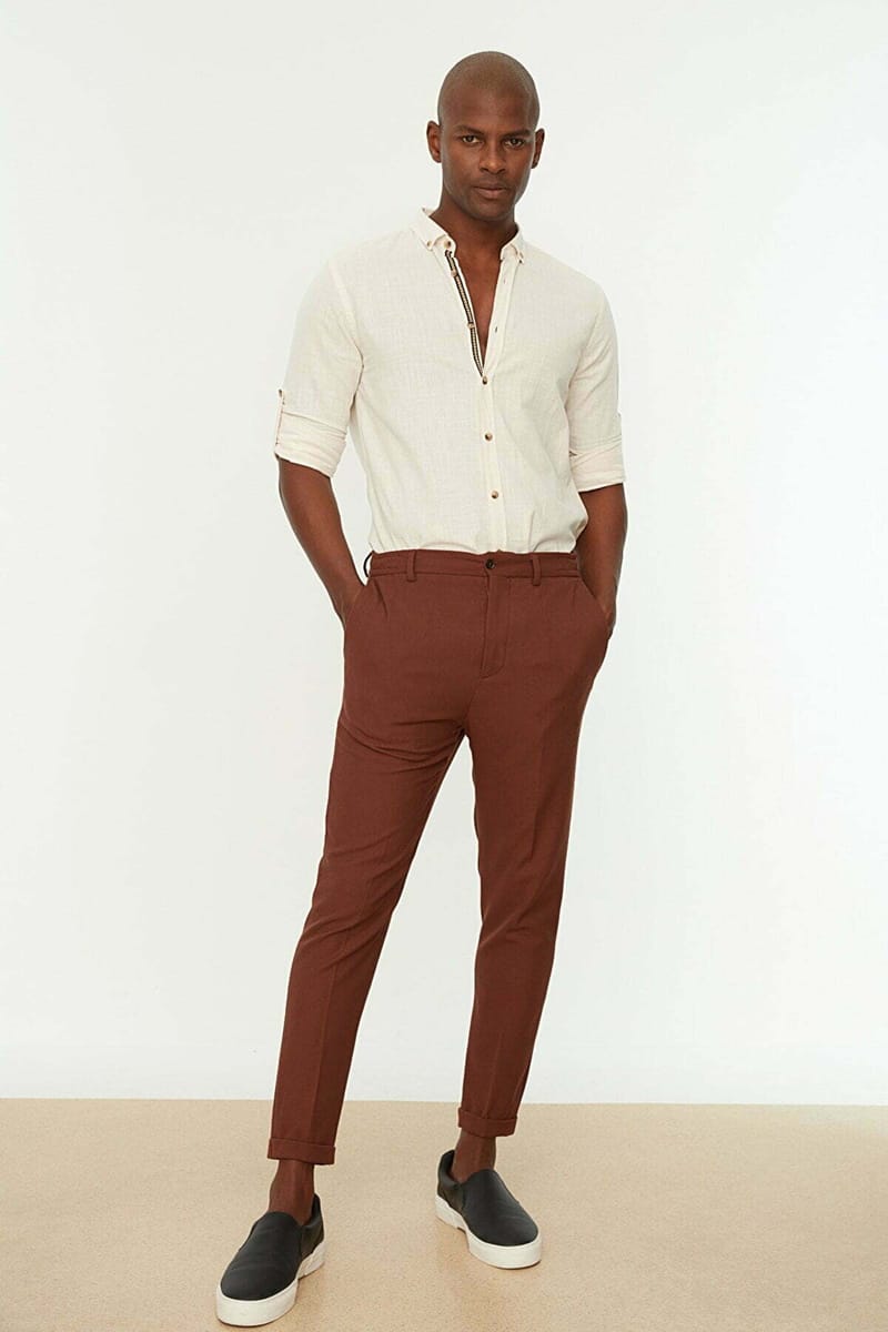 Off-White Essential Slim Fit Button-Tab Sleeve Men's Shirt - Long Sleeves Shirts 22