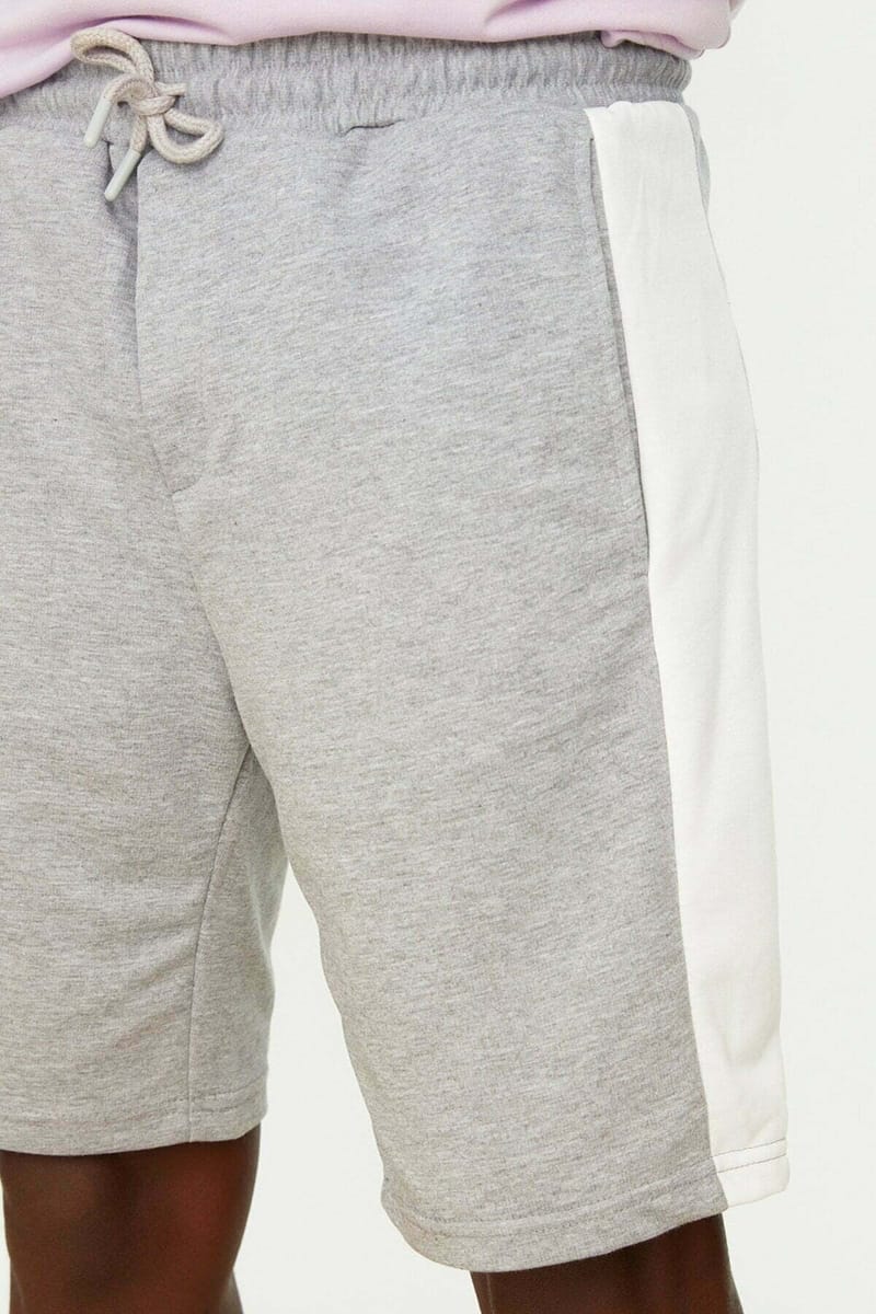 Grey Side Stripe Drawstring Men's Shorts - Sweat Shorts 33