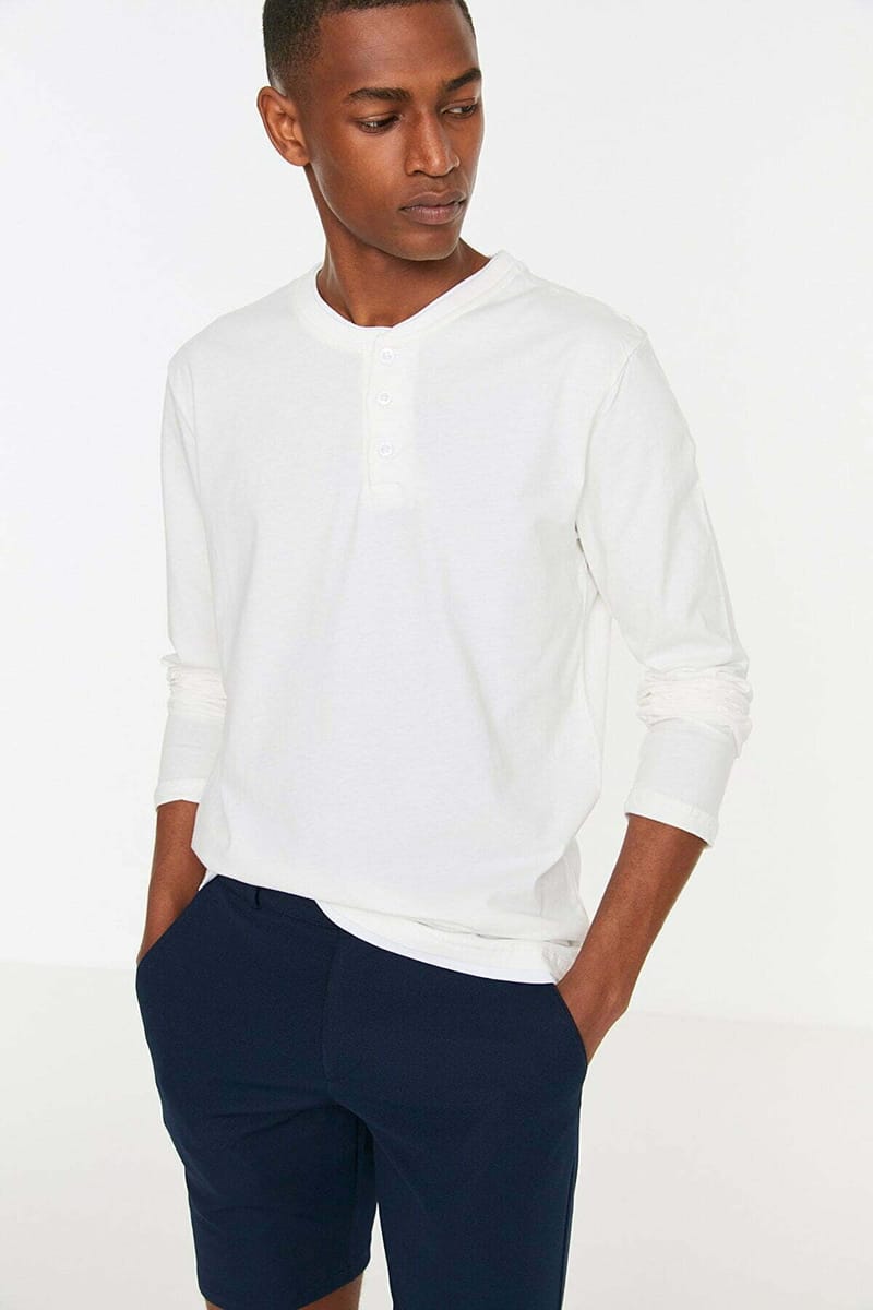 Basic Regular Fit T-Shirt Trendyol - Men's Long Sleeve T-Shirt 15