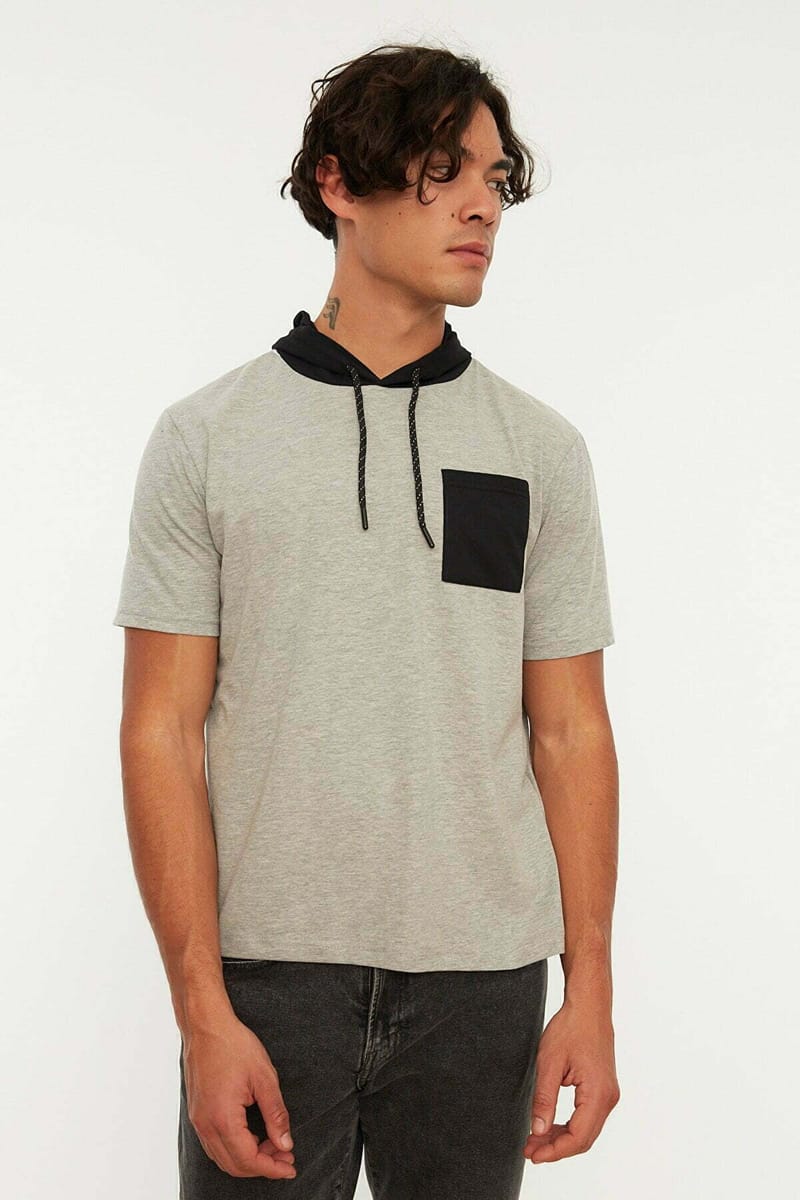 Contrast Pocket Hooded T-Shirt Contrast Pocket Hooded T-Shirt - Short Sleeve T-Shirt 35