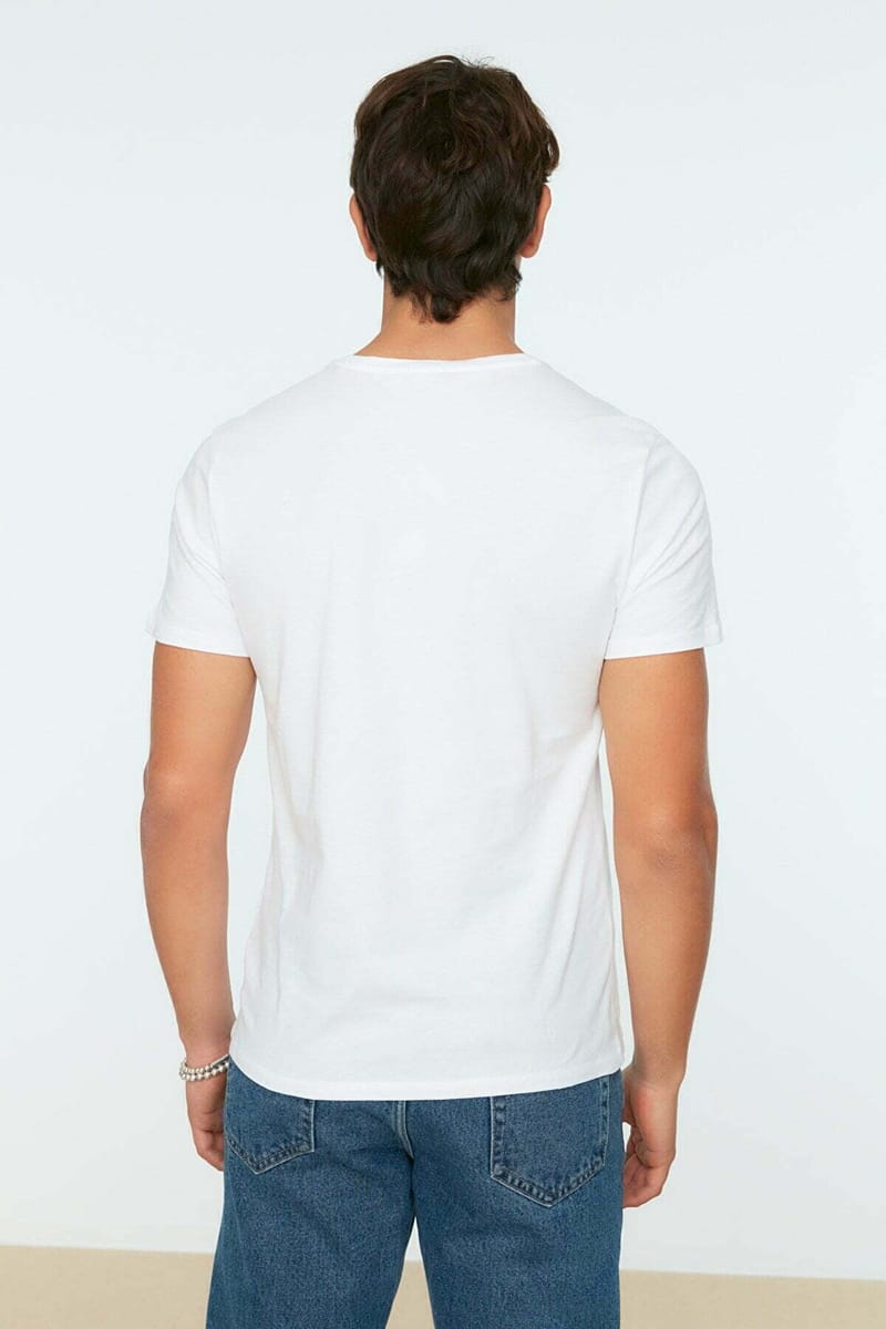 Hawaii White Crew Neck Men's T-Shirt Trendyol - Men's Short Sleeve T-Shirt 19