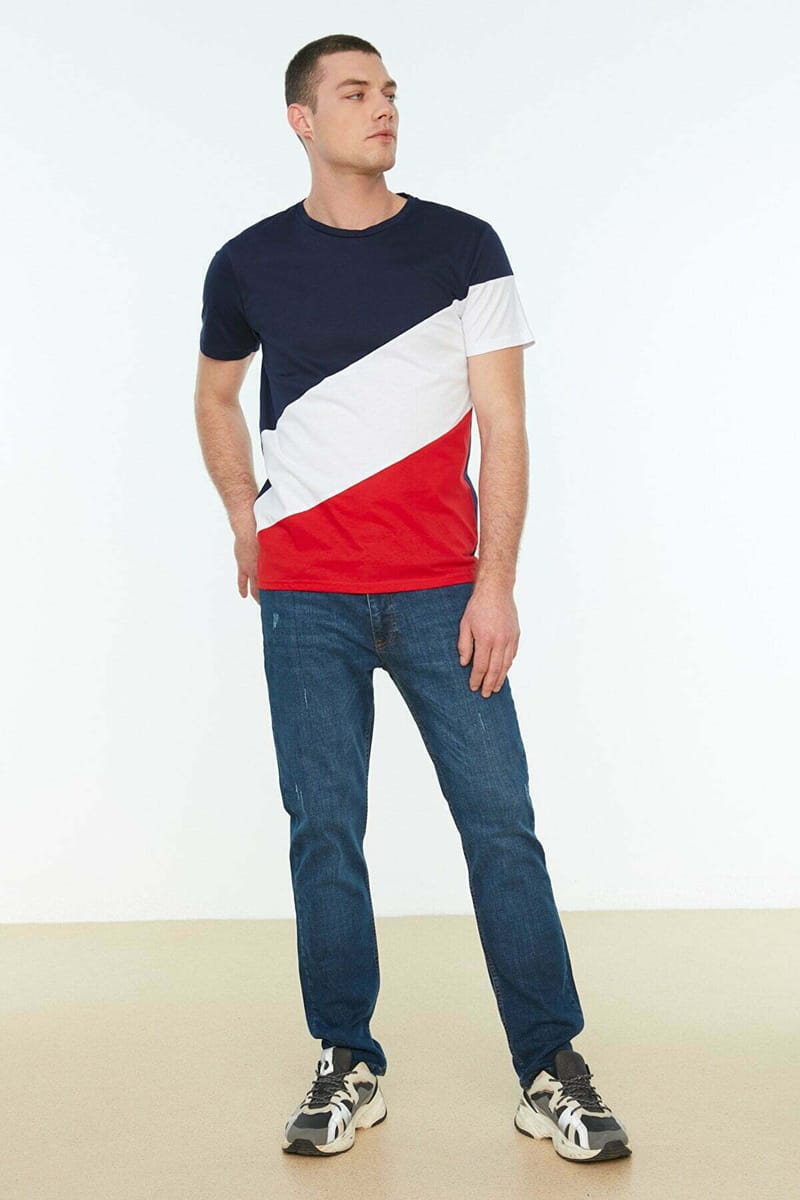 Multi Color Diagonal Block Crew Neck Men's T-Shirt Multi Color Diagonal Block Crew Neck Men's T-Shirt - Short Sleeve T-Shirt 24