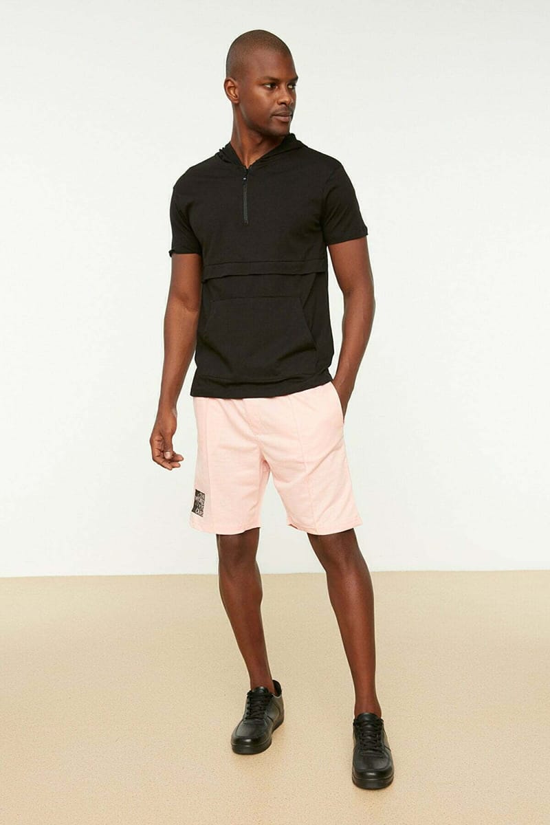 Half Zip Hooded T-Shirt Trendyol - Men's Short Sleeve T-Shirt 38
