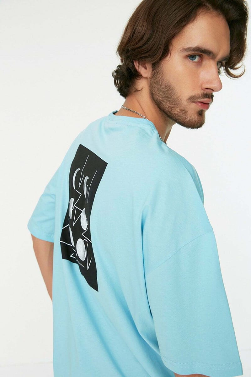 Back Print Essential Oversize Crew Neck Men's T-Shirt - Short Sleeve T-Shirt 55
