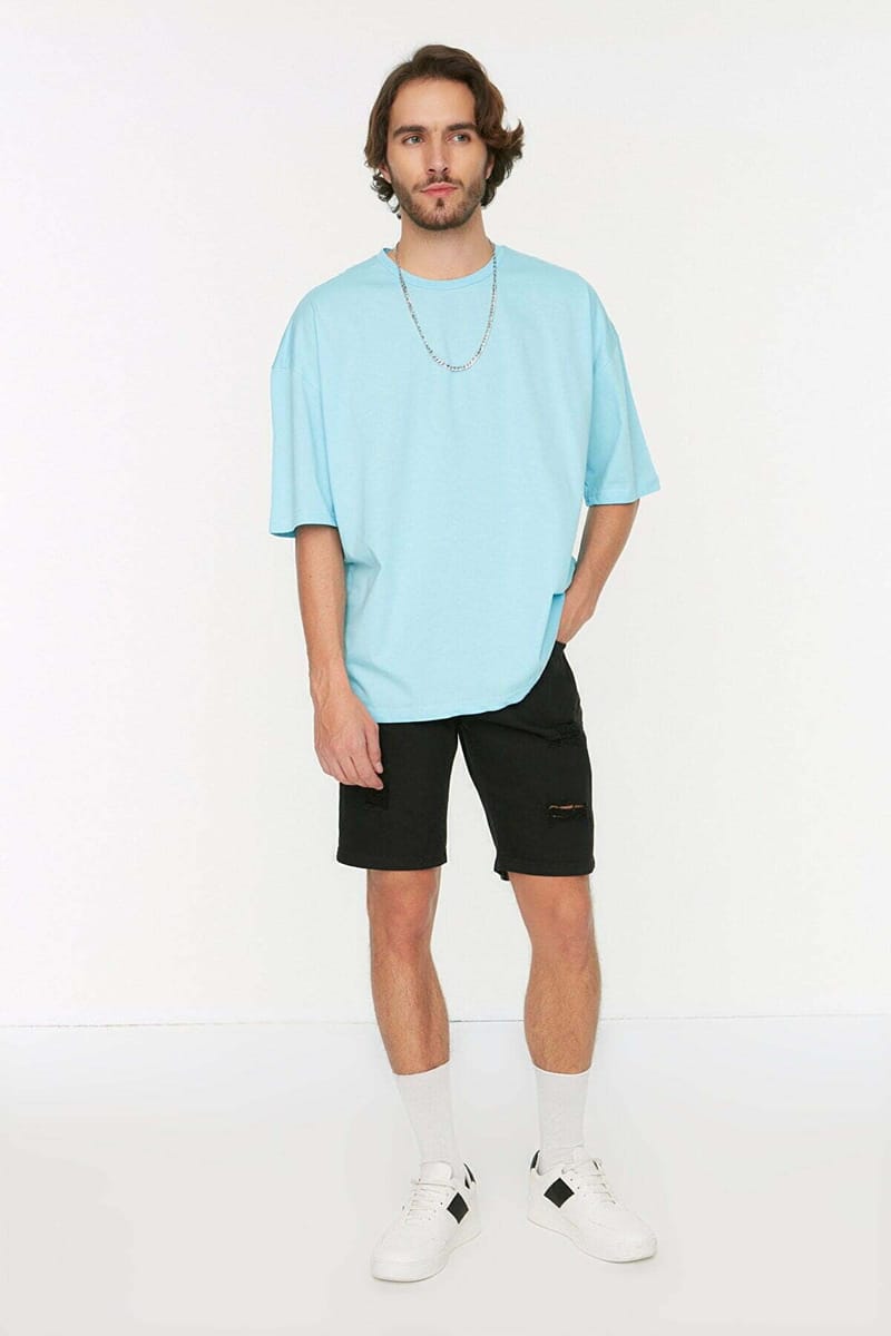 Back Print Essential Oversize Crew Neck Men's T-Shirt - Short Sleeve T-Shirt 57