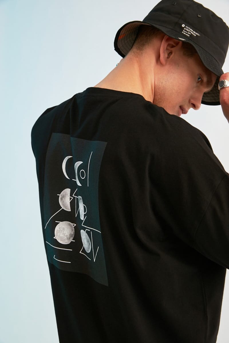Back Print Essential Oversize Crew Neck Men's T-Shirt - Short Sleeve T-Shirt 77