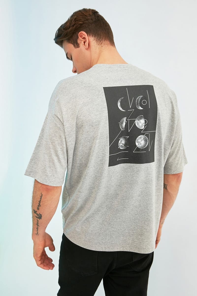 Back Print Essential Oversize Crew Neck Men's T-Shirt - Short Sleeve T-Shirt 30
