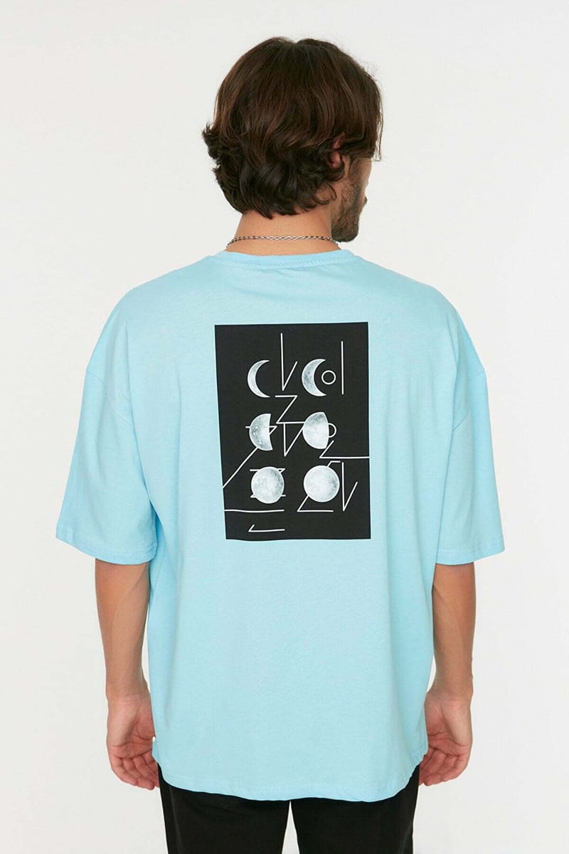 Back Print Essential Oversize Crew Neck Men's T-Shirt - Short Sleeve T-Shirt 52