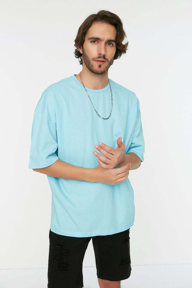 Back Print Essential Oversize Crew Neck Men's T-Shirt - Short Sleeve T-Shirt 53