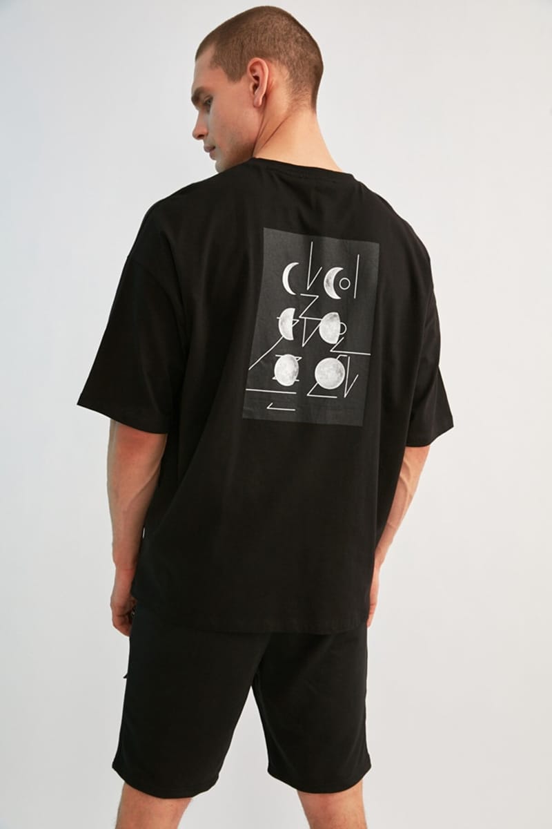 Back Print Essential Oversize Crew Neck Men's T-Shirt - Short Sleeve T-Shirt 73