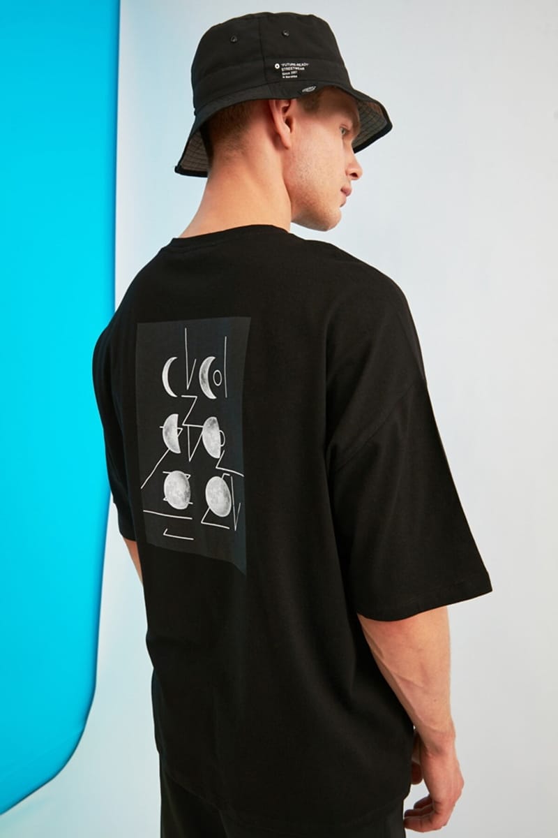 Back Print Essential Oversize Crew Neck Men's T-Shirt - Short Sleeve T-Shirt 74