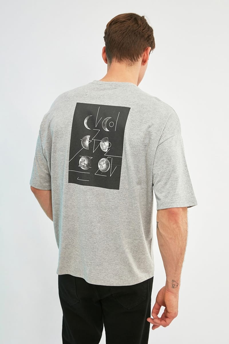 Back Print Essential Oversize Crew Neck Men's T-Shirt - Short Sleeve T-Shirt 32
