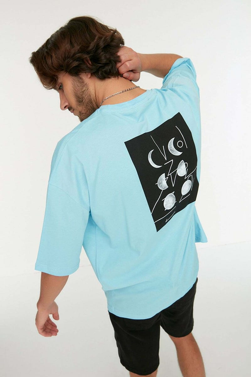 Back Print Essential Oversize Crew Neck Men's T-Shirt - Short Sleeve T-Shirt 54