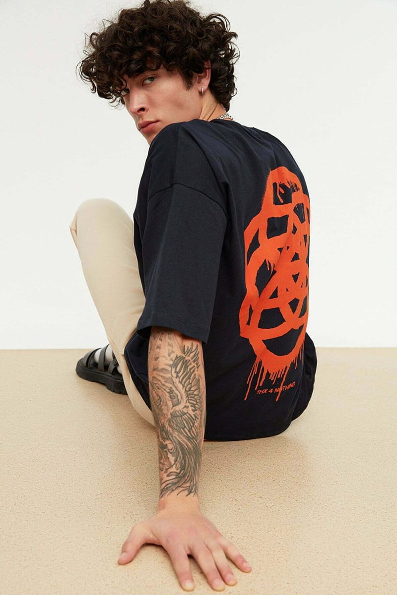 Printed Oversize Crew Neck Men's T-Shirt Printed Oversize Crew Neck Men's T-Shirt - Short Sleeve T-Shirt 28