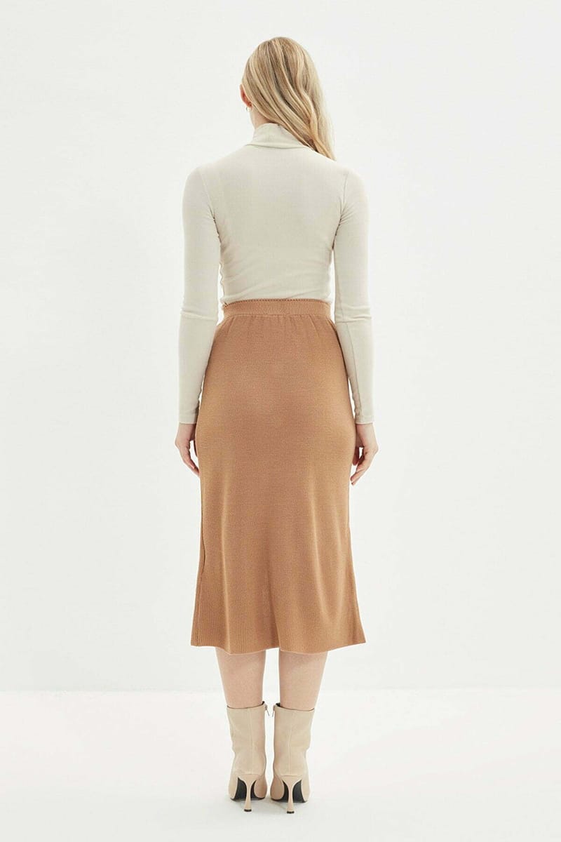 Button Detailed Knitwear Skirt - Midi Skirts 12