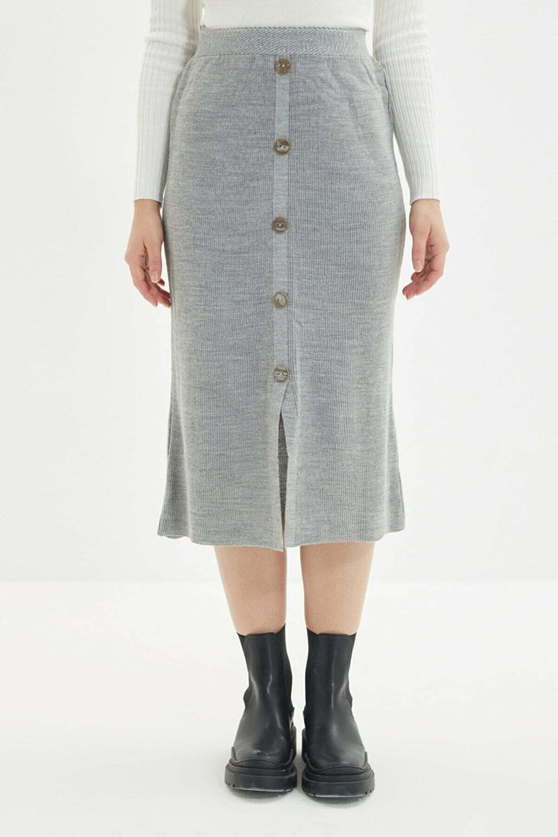 Button Detailed Knitwear Skirt Button Detailed Knitwear Skirt - Midi Skirts 35