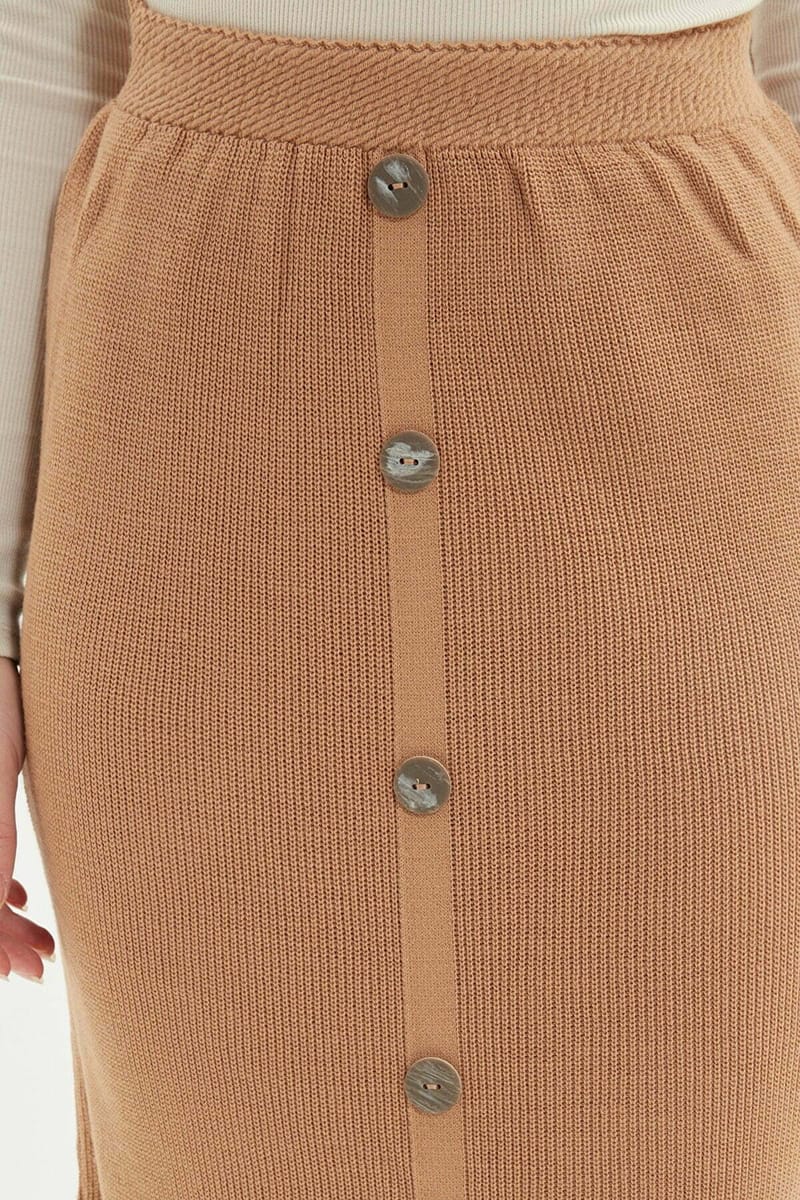 Button Detailed Knitwear Skirt Button Detailed Knitwear Skirt - Midi Skirts 21
