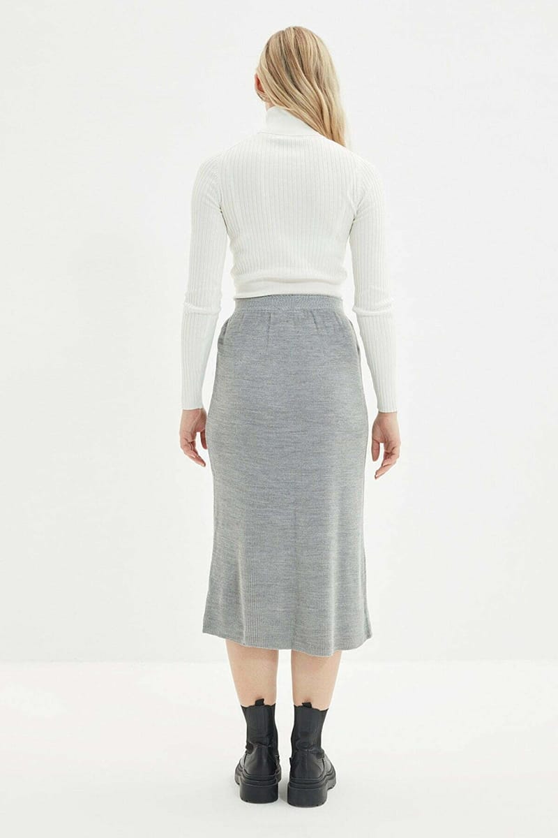 Button Detailed Knitwear Skirt Button Detailed Knitwear Skirt - Midi Skirts 38